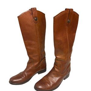 Frye Melissa Button Cognac Leather Riding Boots